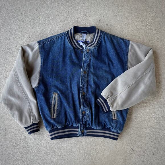 Vintage Late 90s Denim Bomber Jacket - Men's M - Picture 1 of 7